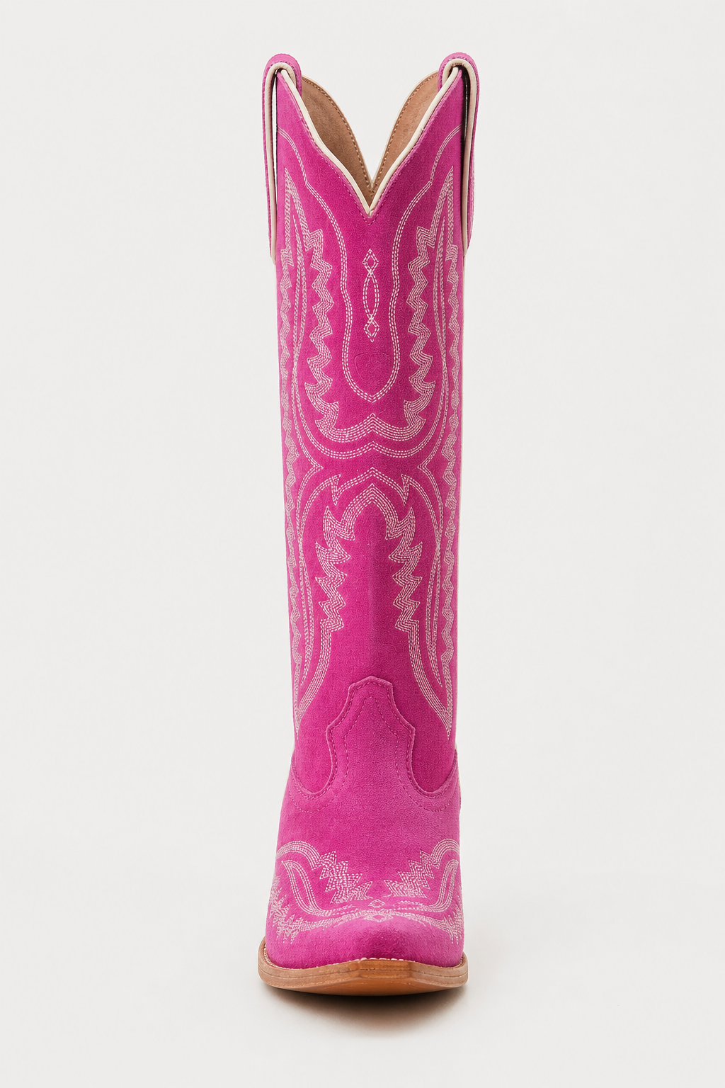 Bottes Santiags en Effet Daim Fuchsia avec Broderies – Image 4