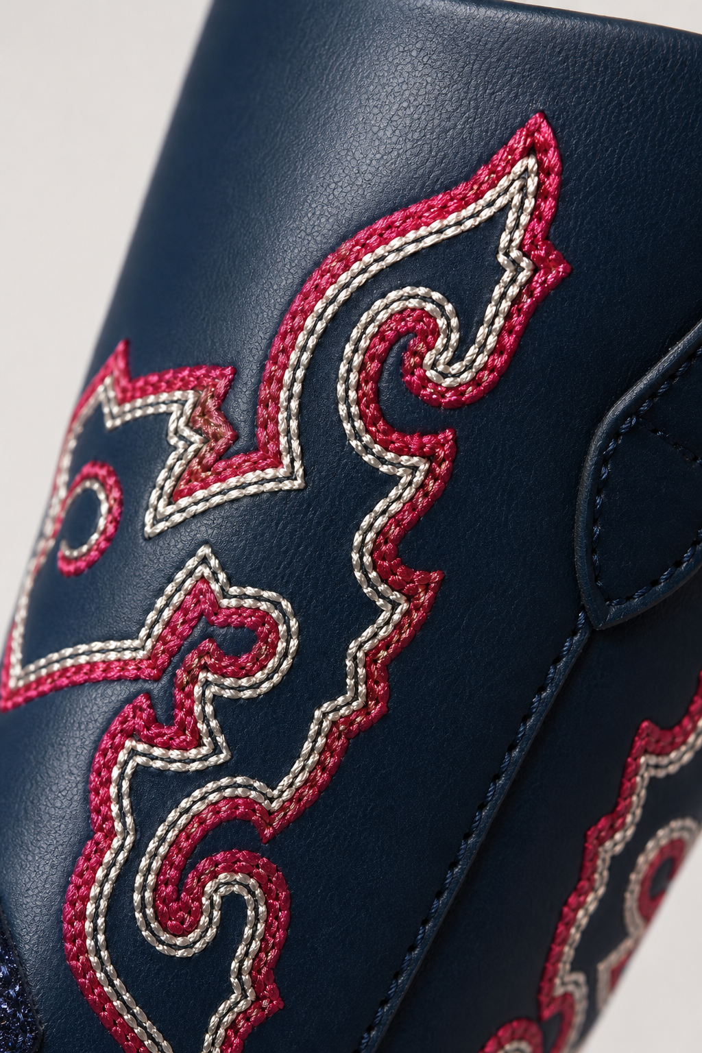 Santiags pour Enfant Bleu Marine Pailletées à Broderies Rouges – Image 7
