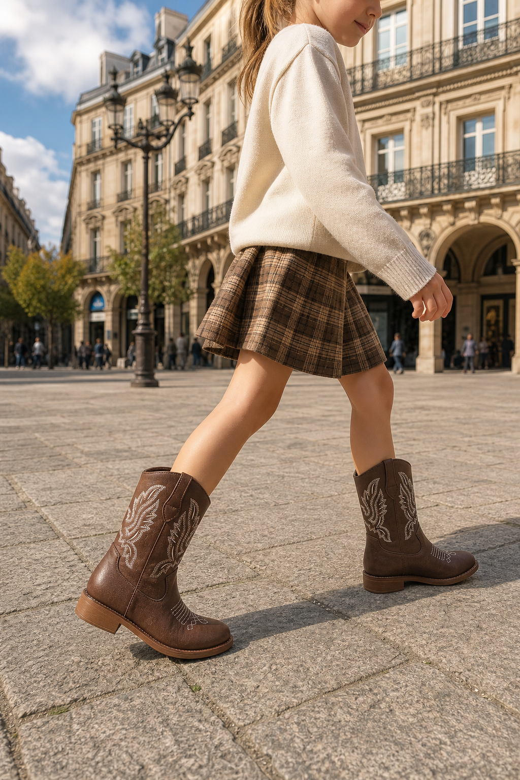 Bottes Santiags pour Enfant Marron à Broderies Western – Image 3