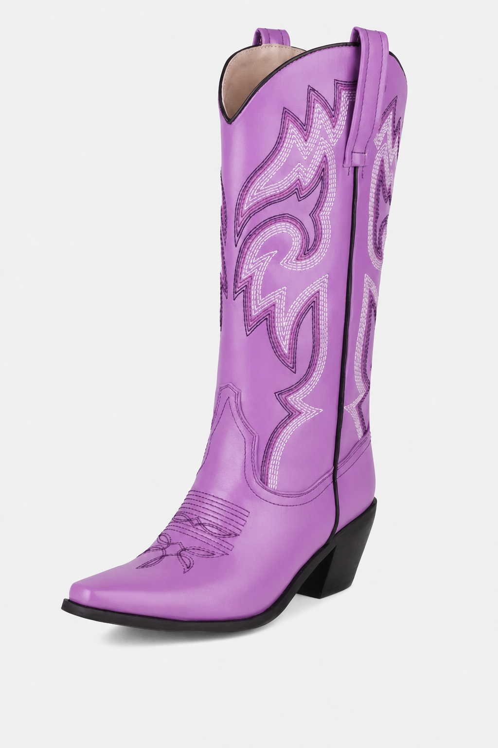 Bottes Santiags Lilas à Motifs Brodés – Image 5