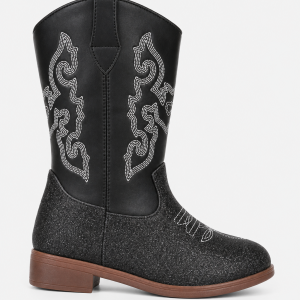 Bottes Santiags pour Enfant Noires Pailletées Brodées