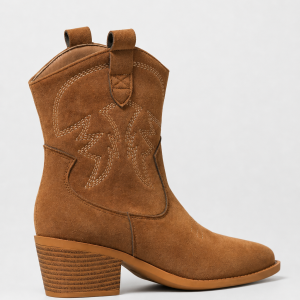 Bottes Santiags en Daim Brun Brodées Western