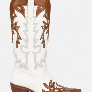 Bottes Santiags Blanches et Cognac à Broderies Western