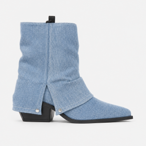 Bottines en Denim Bleu Clair Fendues