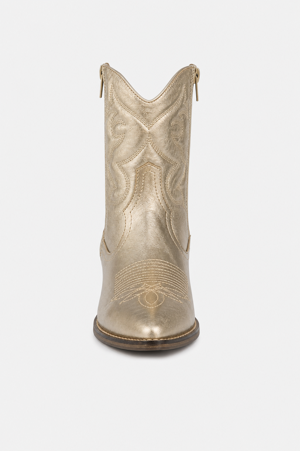 Bottes Santiags Dorées Métallisées à Broderies – Image 4