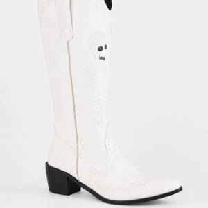Bottes Santiags Blanches à Broderie Squelette