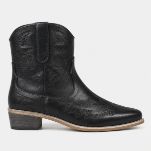 Bottines en Similicuir Noir à Motifs Western