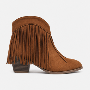 Bottines Marron en Daim à Franges Style Bohème