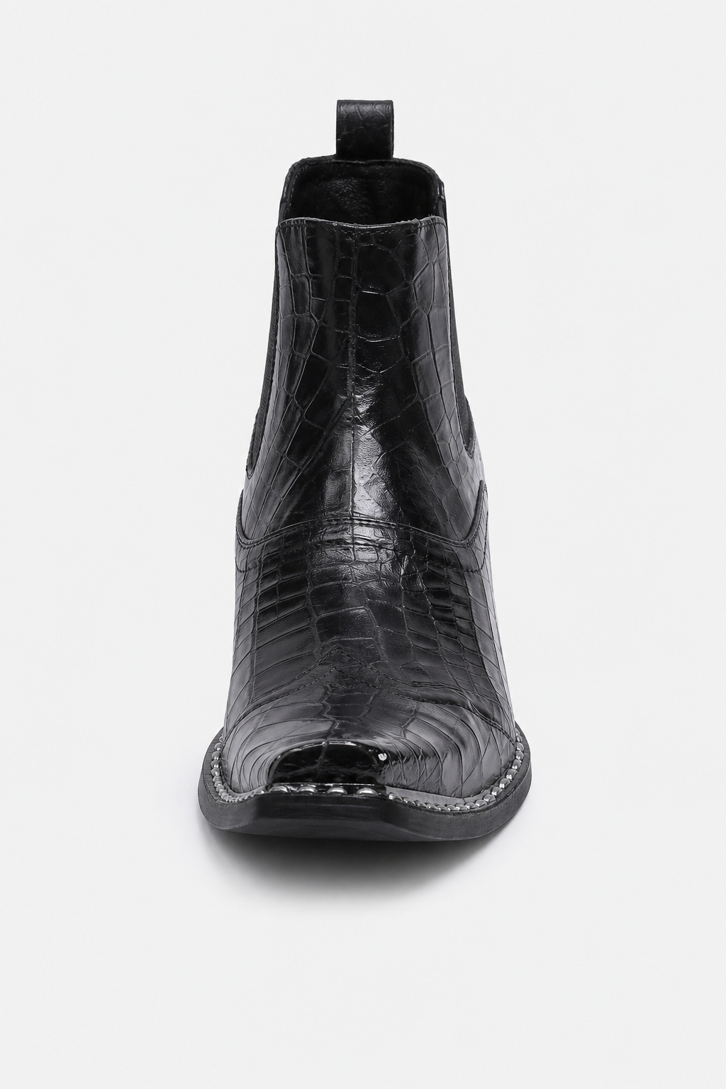 Bottines Homme Noires Façon Croco à Bout Pointu Métal – Image 4