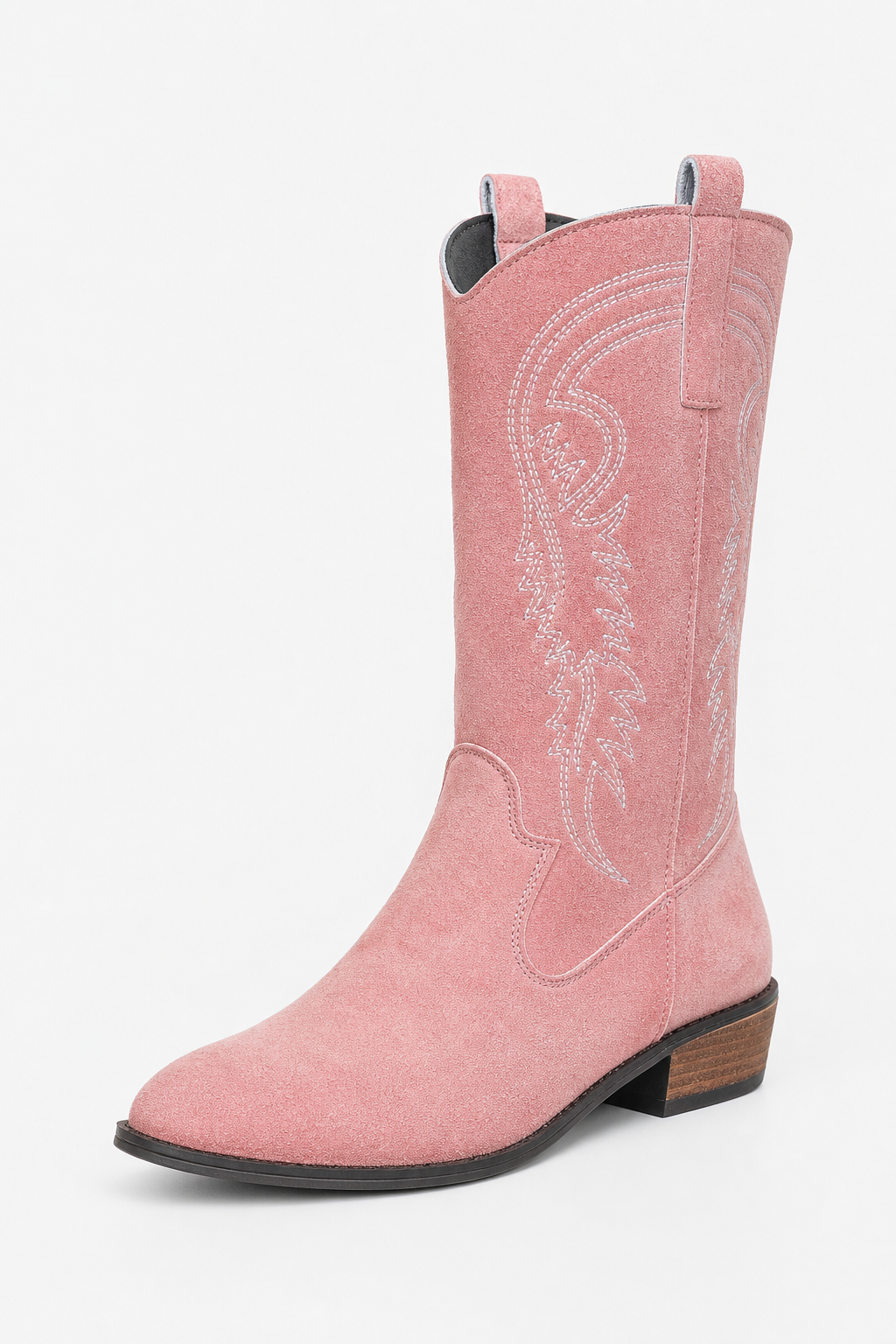 Bottes Santiags en Effet Daim Rose à Broderies – Image 5