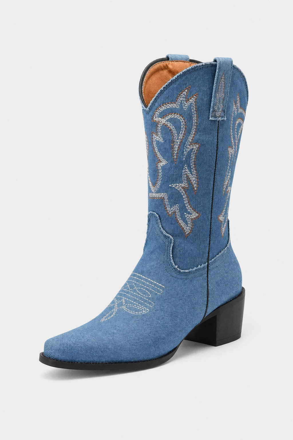 Bottes Santiags en Jean Bleu à Broderies Western – Image 5