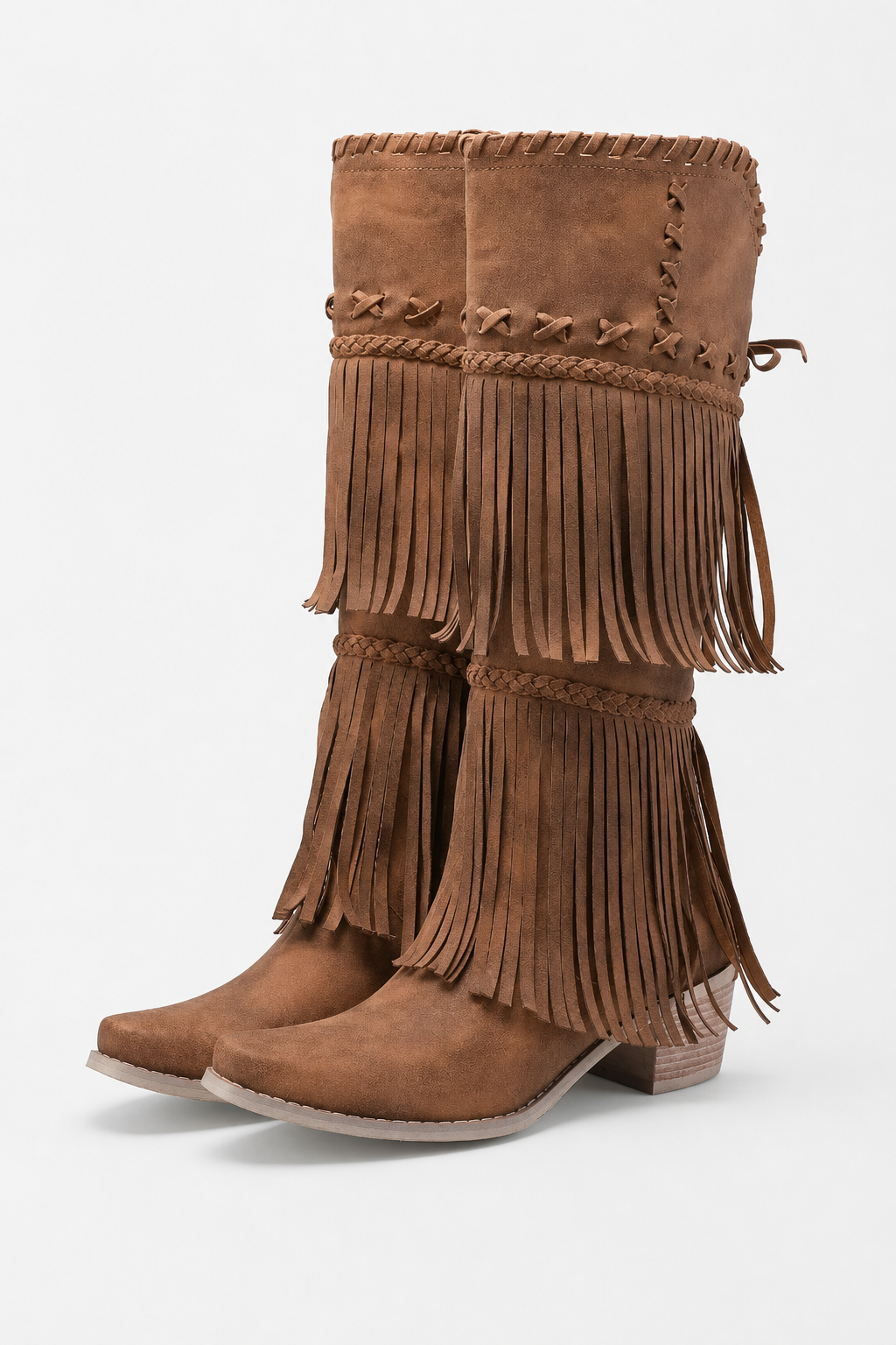 Bottes Marron en Effet Daim à Franges Bohèmes – Image 5