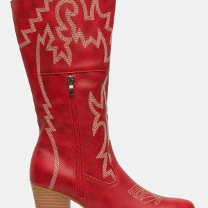 Bottes Santiags Rouges Hautes à Broderies