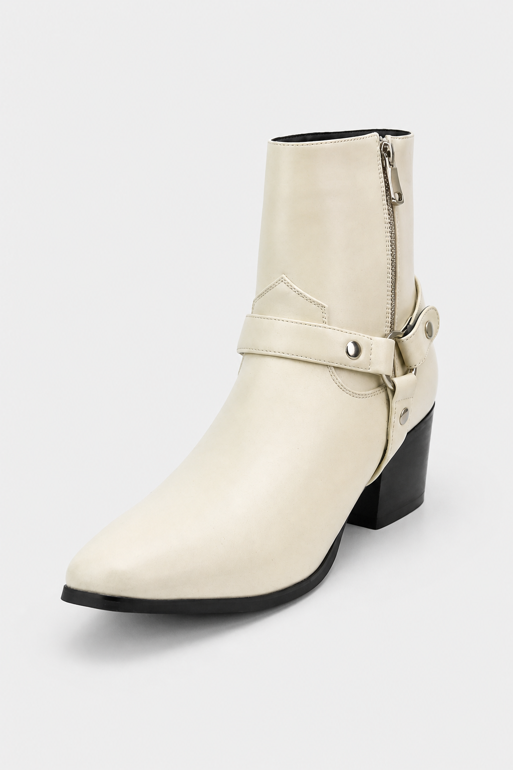 Bottines Santiags Crème à Brides et Bout Pointu – Image 5