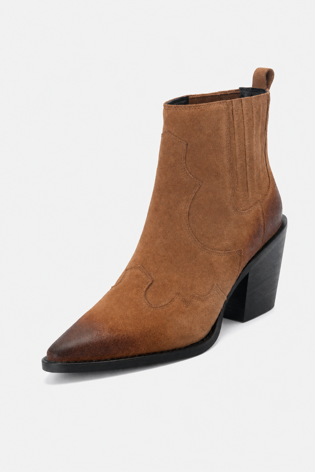 Bottines Santiag en Daim Fauve à Bout Pointu Ombré – Image 5