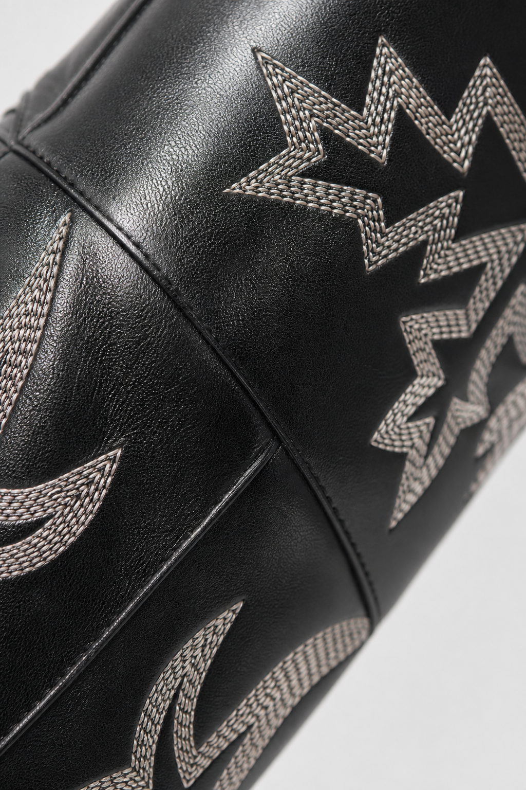 Bottes Santiags Hautes en Similicuir Noir à Broderies Argentées – Image 6