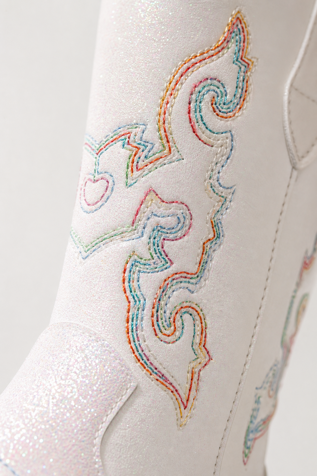 Santiags Blanches Pailletées à Broderies Multicolores – Image 6