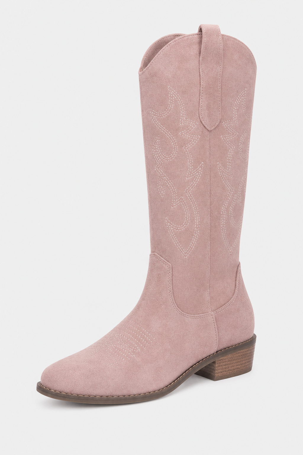 Bottes Santiags en Effet Daim Rose Pâle à Broderies – Image 5