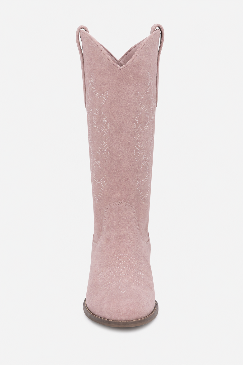 Bottes Santiags en Effet Daim Rose Pâle à Broderies – Image 4