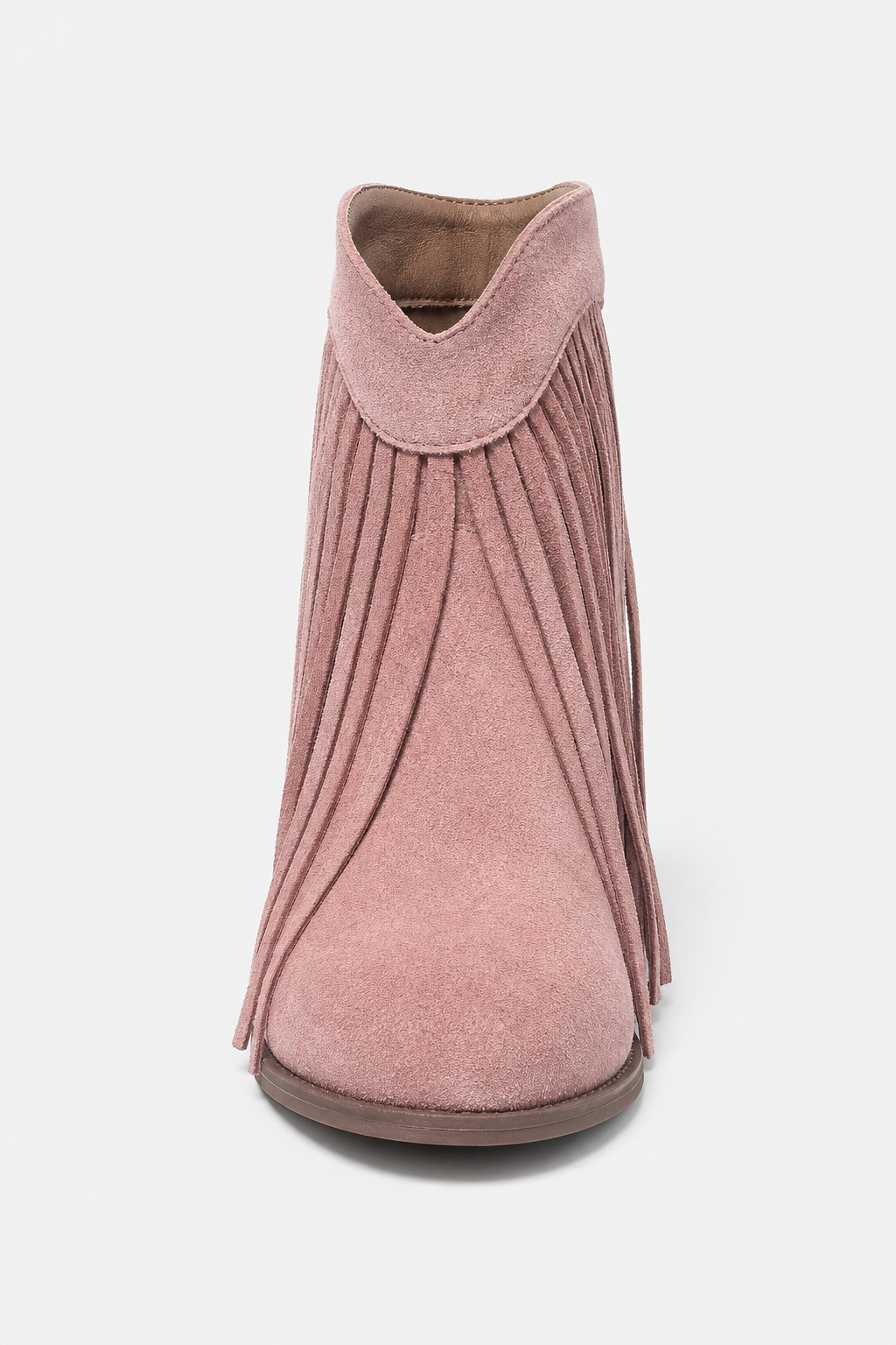 Bottines à Franges en Effet Daim Rose Poudré – Image 4