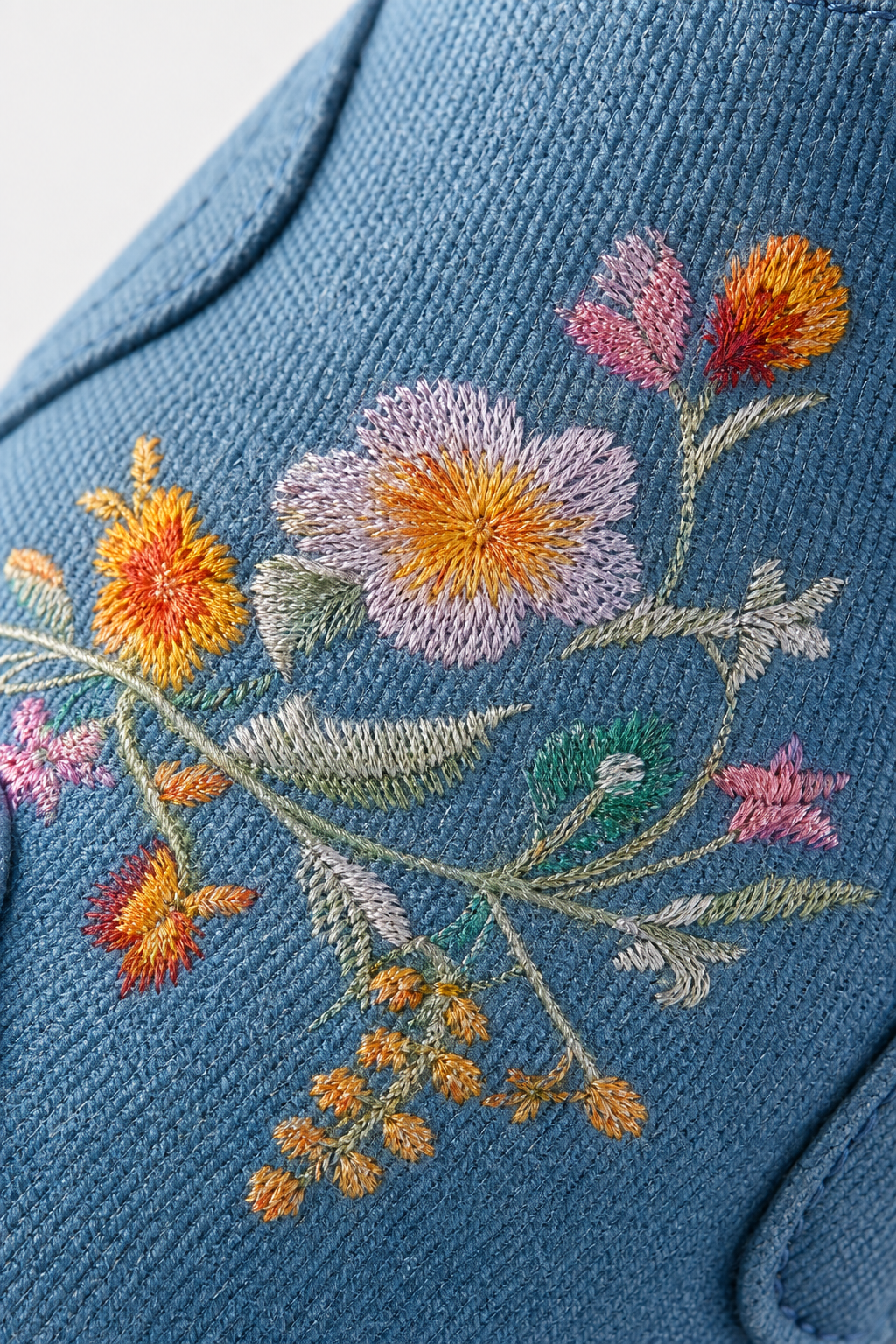 Bottes Santiags en Denim Bleu Clair à Motifs Floraux Brodés – Image 6