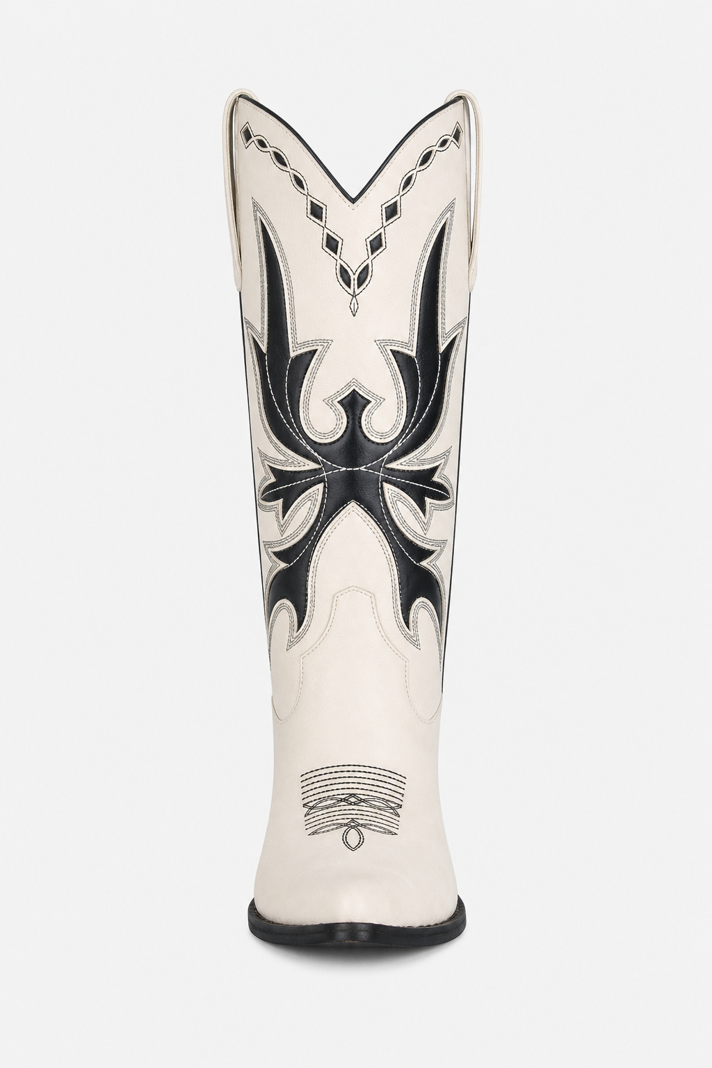 Bottes Santiags en Suédine Crème à Broderies Noires – Image 4