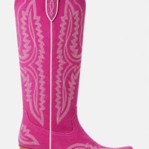 Bottes Santiags en Effet Daim Fuchsia avec Broderies