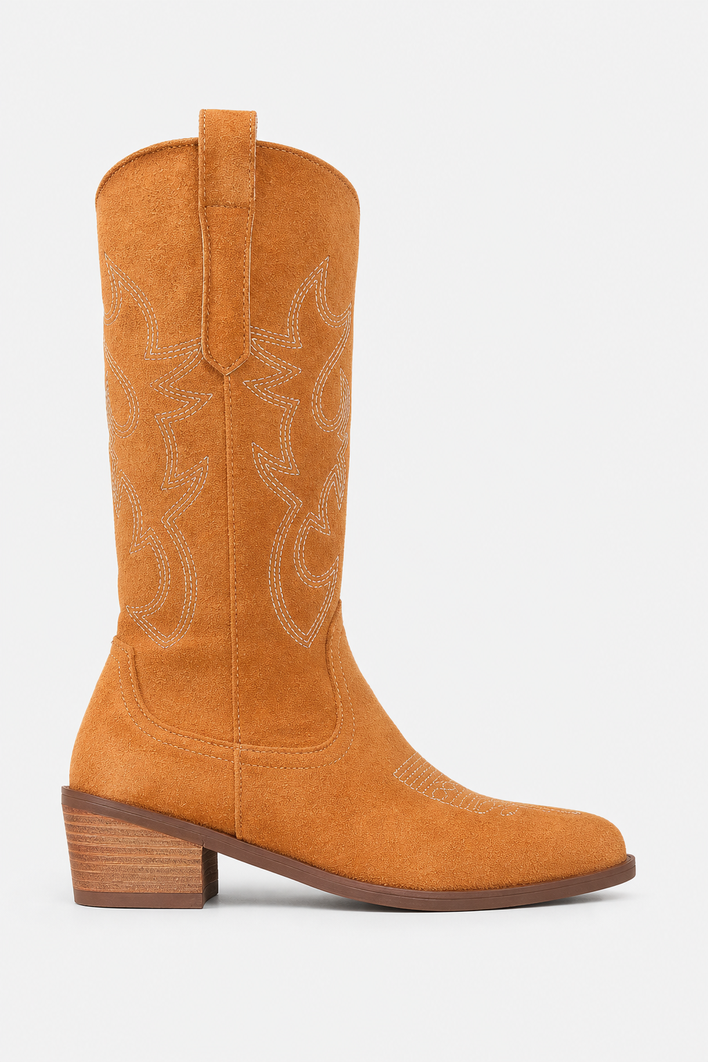 Santiags Mi-Hautes en Effet Daim Fauve à Broderies Western