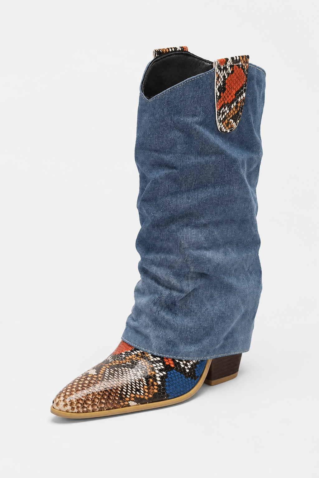 Bottes Santiags en Jean Froissé à Motif Serpent – Image 5