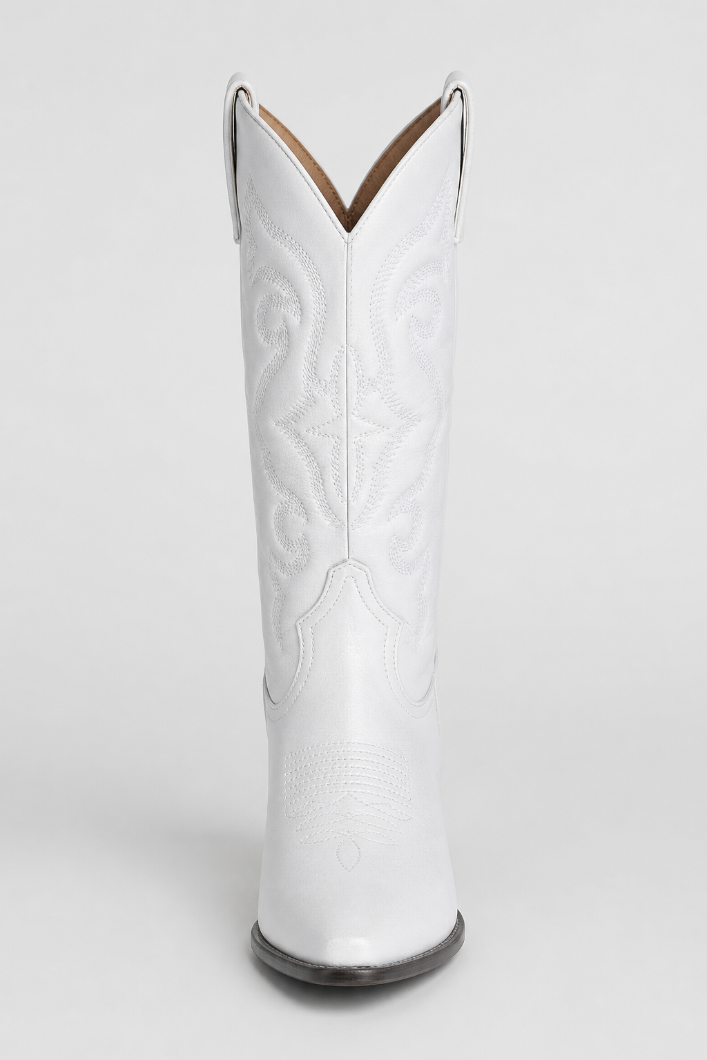 Bottes Santiags Blanches Mi-Mollet Brodées – Image 4