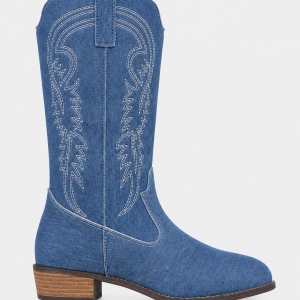 Bottines Country en Jean Bleu à Broderies Western