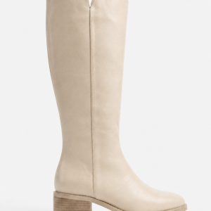 Bottes Santiags Montantes en Similicuir Crème