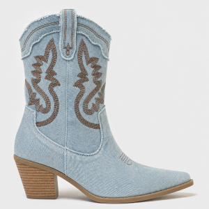 Bottes Santiags en Jean Clair à Broderies Western