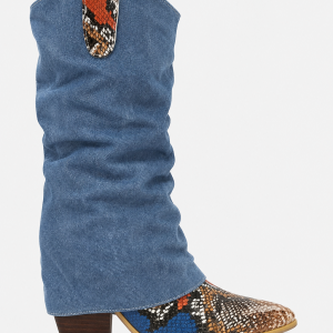 Bottes Santiags en Jean Froissé à Motif Serpent