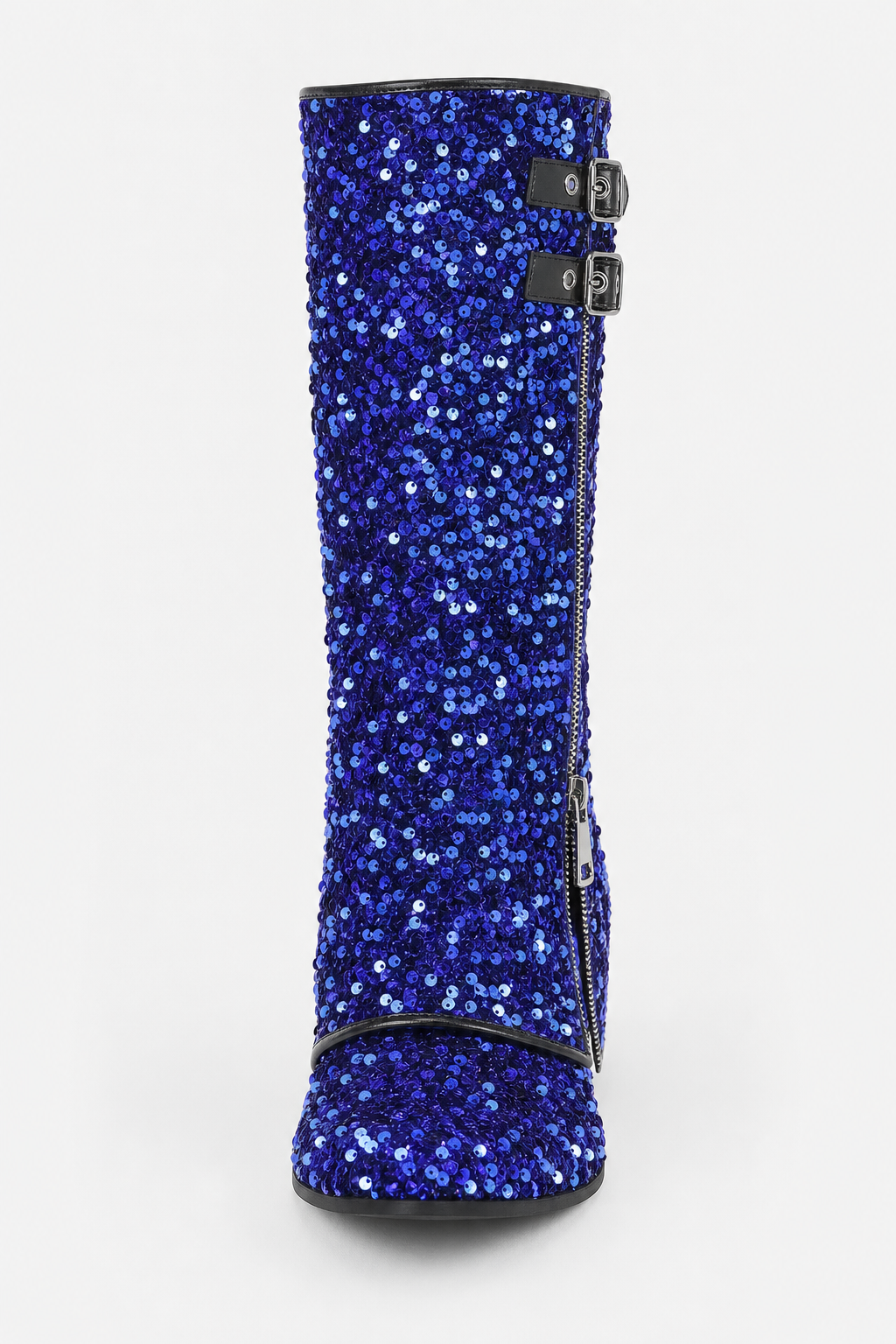 Bottes Santiags Pailletées Bleu Roi à Boucles – Image 4
