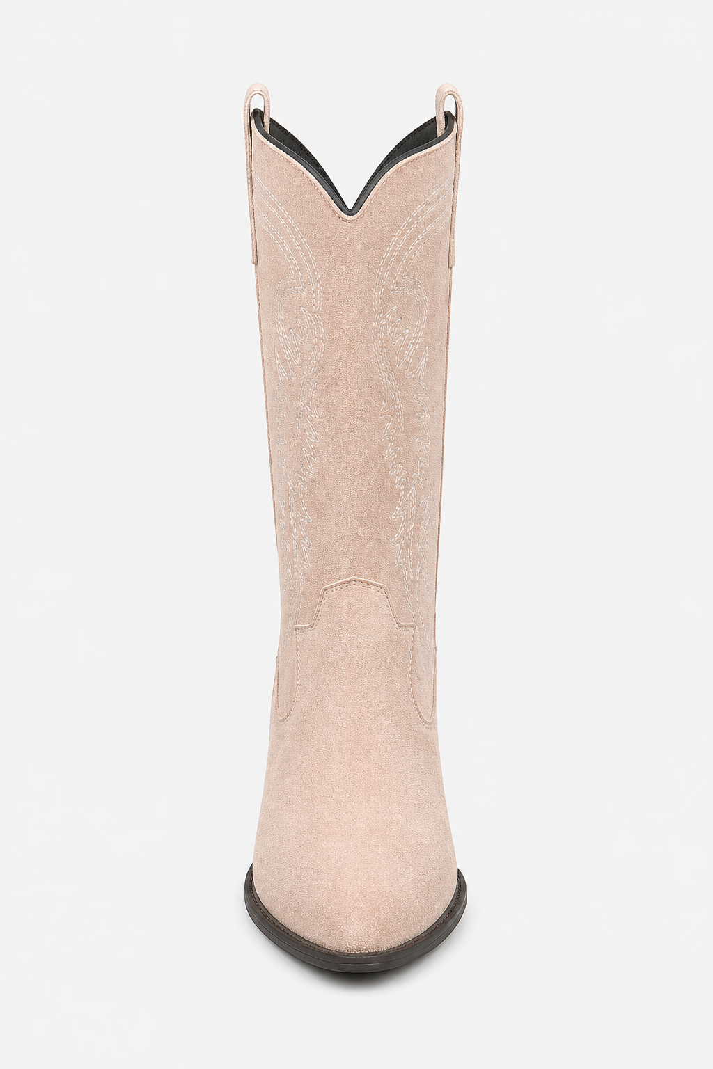 Bottes Santiags en Effet Daim Rose Poudré à Broderies – Image 4