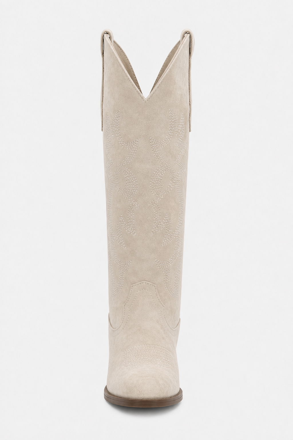 Bottes Santiags en Effet Daim Écrues à Broderies Western – Image 4