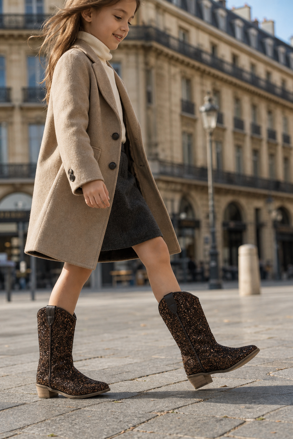 Bottes Santiags pour Enfant Pailletées Marron – Image 3
