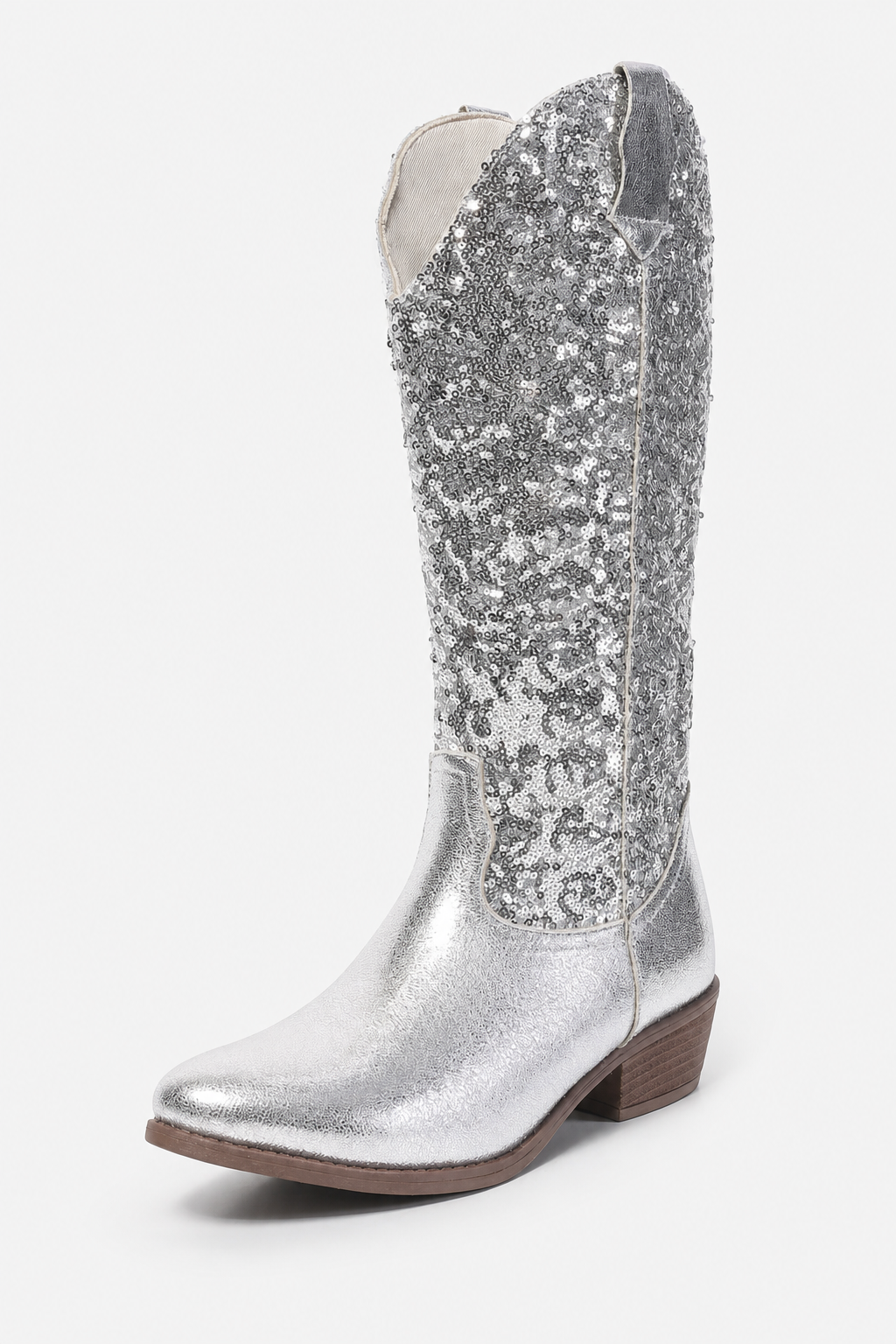 Bottes Santiags Hautes Pailletées Argentées – Image 5