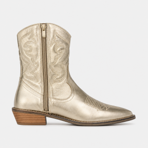 Bottes Santiags Dorées Métallisées à Broderies