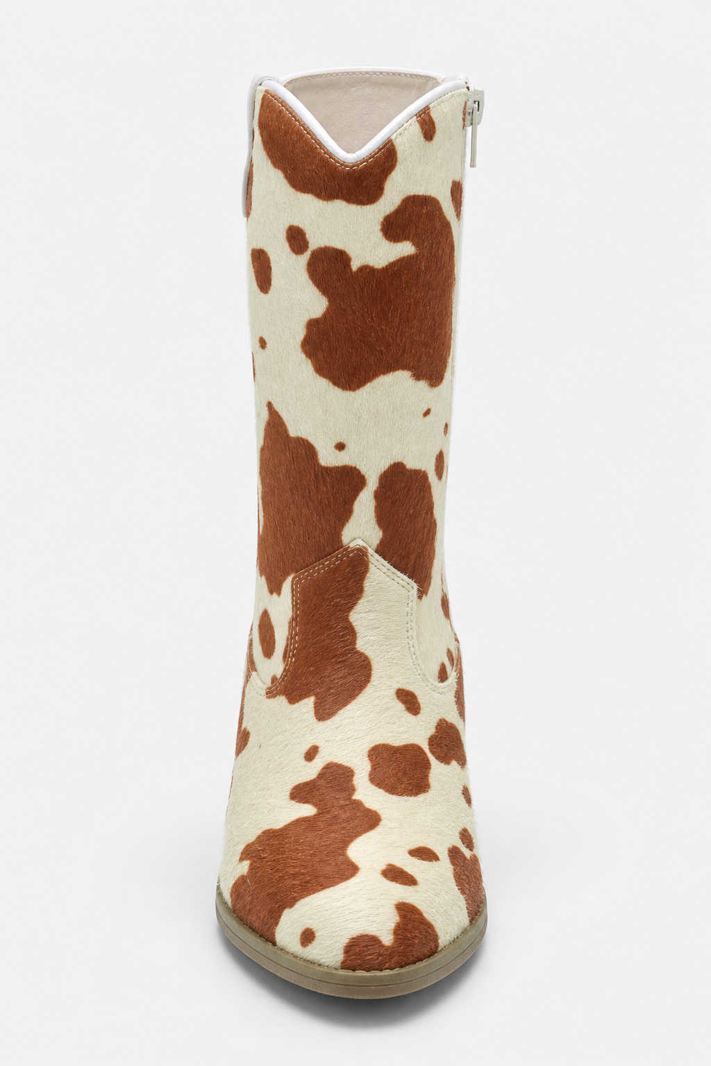 Santiags pour Enfant à Motif Vache Marron et Crème avec Zip – Image 4