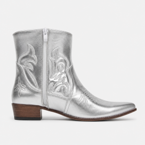 Bottes Santiags Argentées Métallisées à Broderies