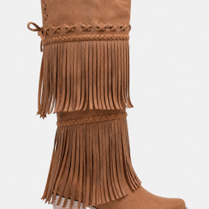 Bottes Marron en Effet Daim à Franges Bohèmes