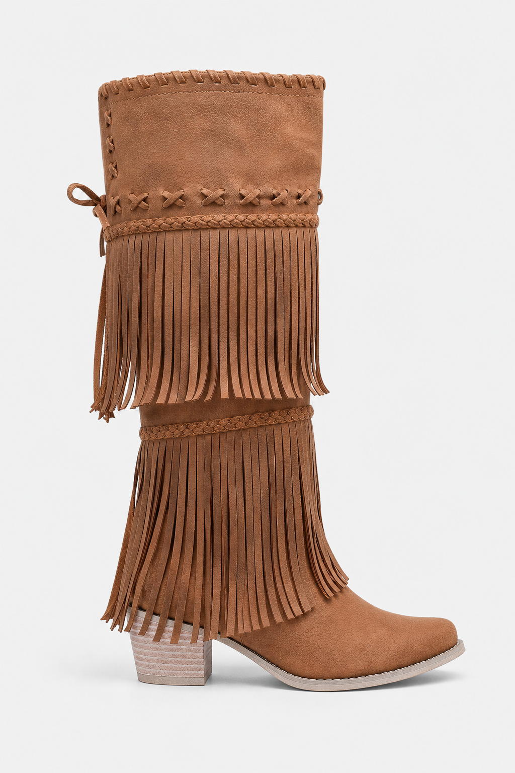 Bottes Marron en Effet Daim à Franges Bohèmes