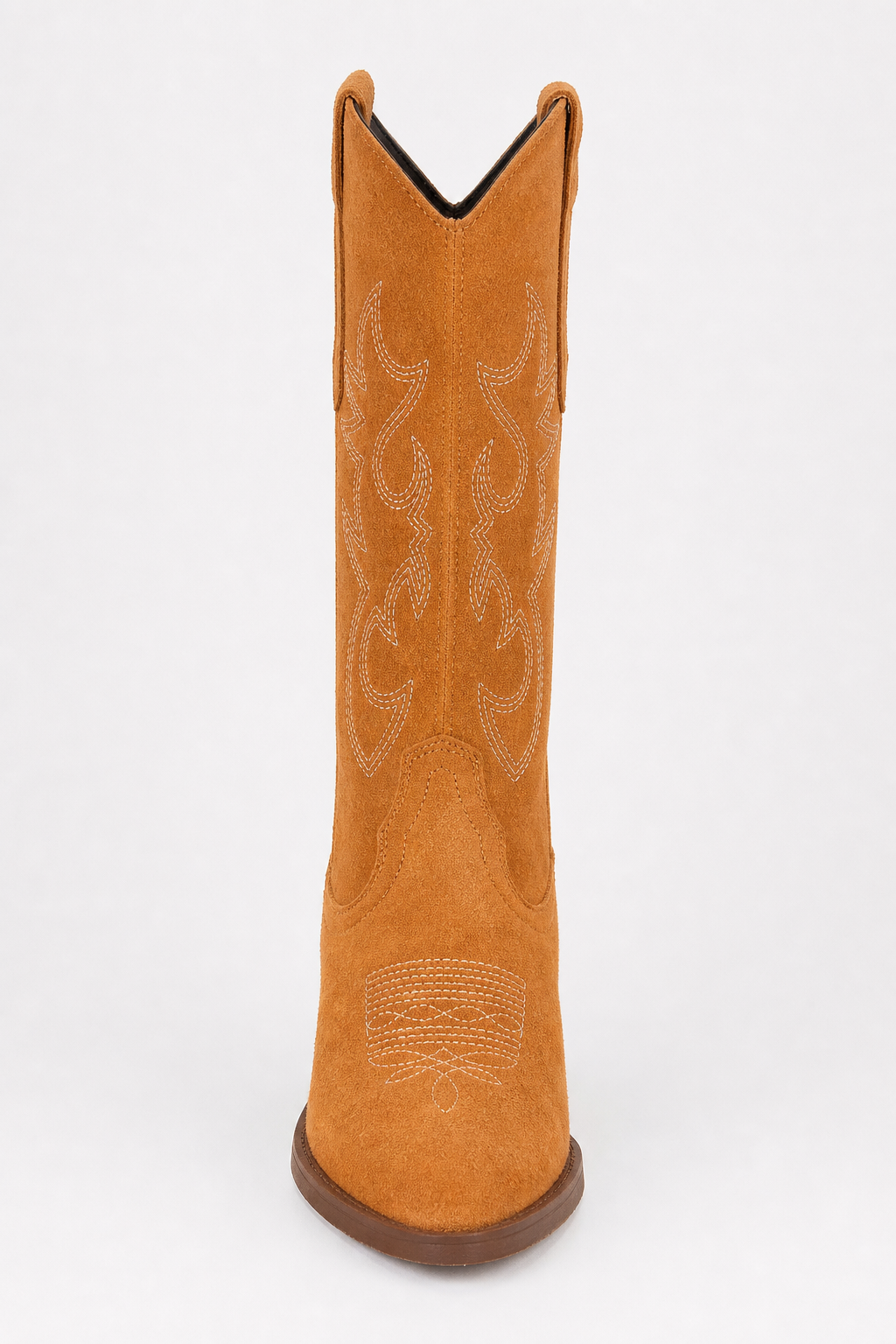 Santiags Mi-Hautes en Effet Daim Fauve à Broderies Western – Image 4