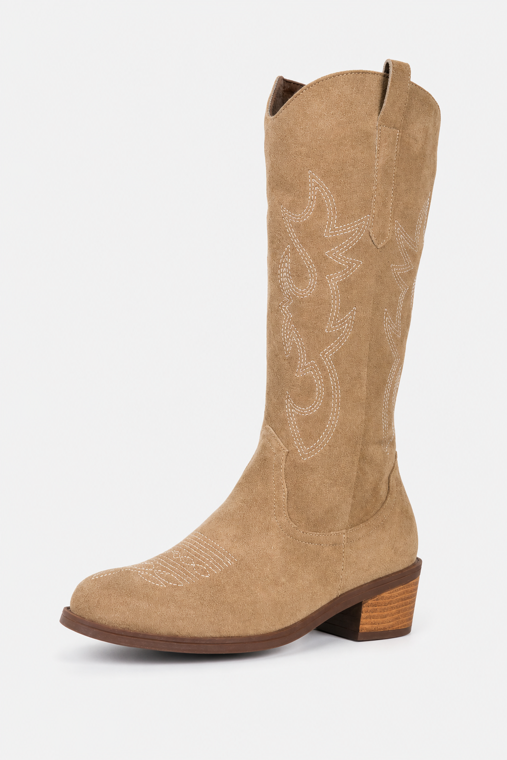 Bottes Santiags en Effet Daim Camel à Motifs Brodés – Image 5