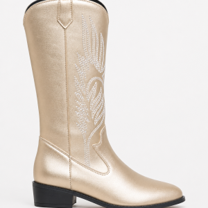 Bottes Santiags Métallisées Champagne à Broderies