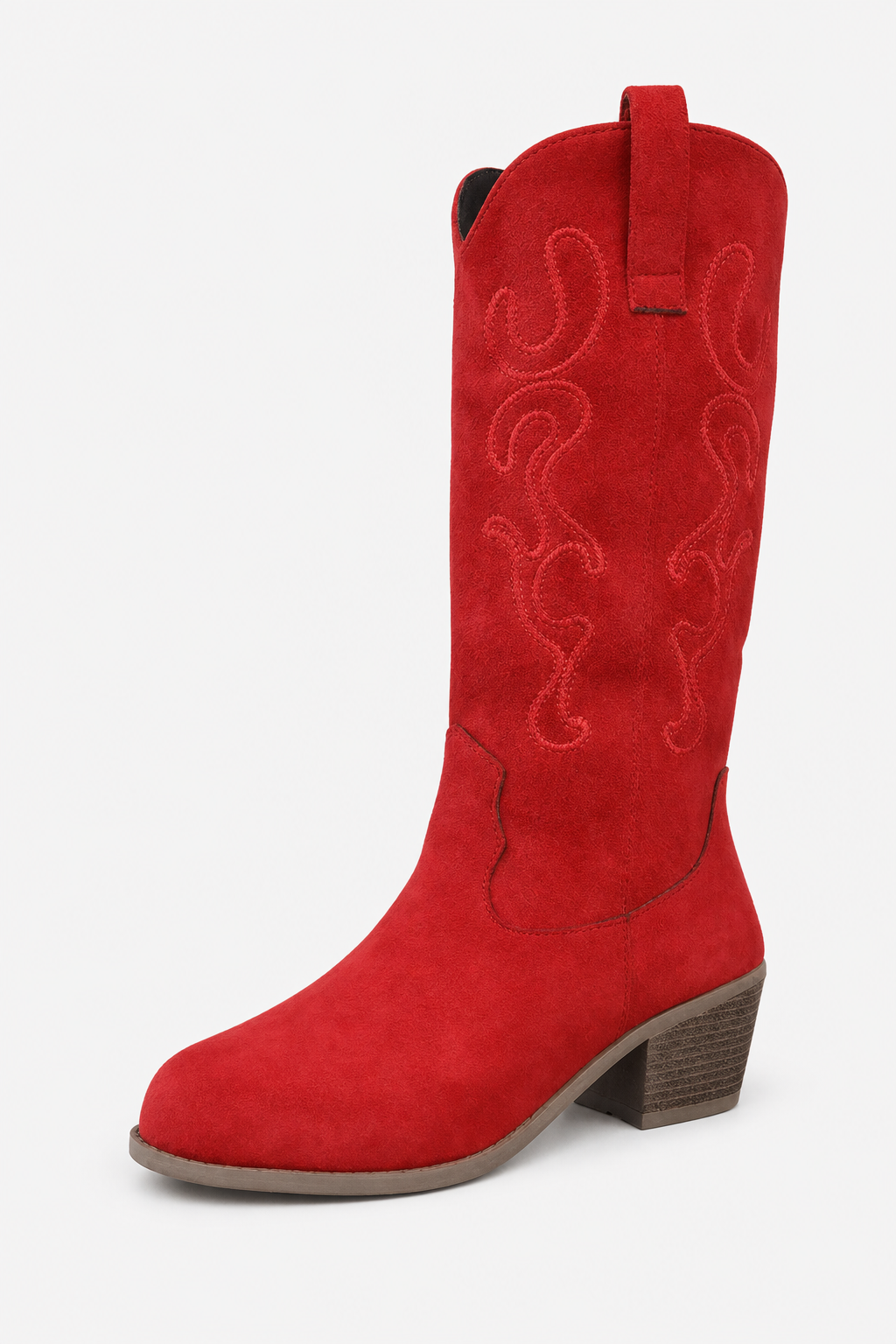 Santiags en Effet Daim Rouge à Broderies Western – Image 5