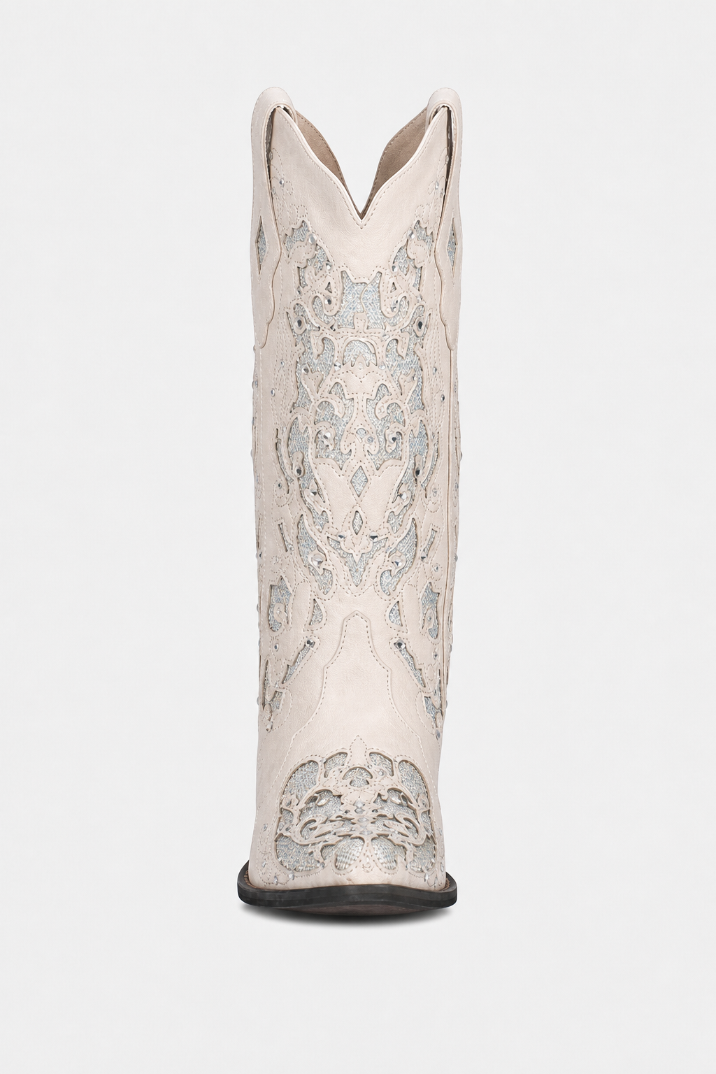 Bottes Western Crème à Broderies Argentées Brillantes – Image 4