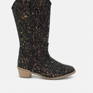 Bottes Santiags pour Enfant Noires à Paillettes Multicolore